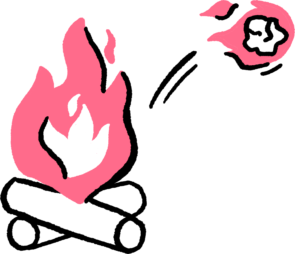 A sketch of a burning bonfire
