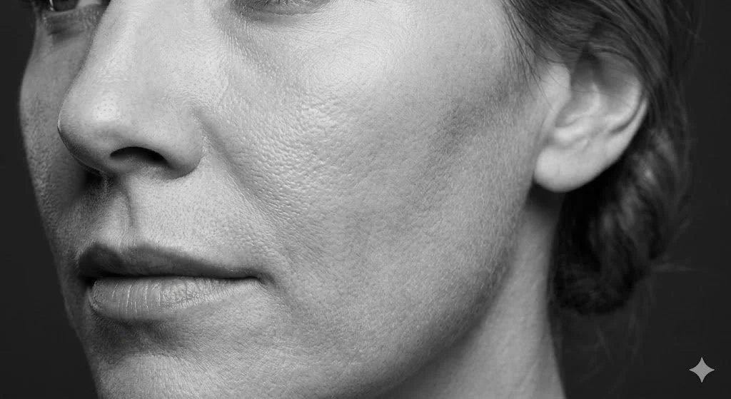Close-up of uneven skin texture