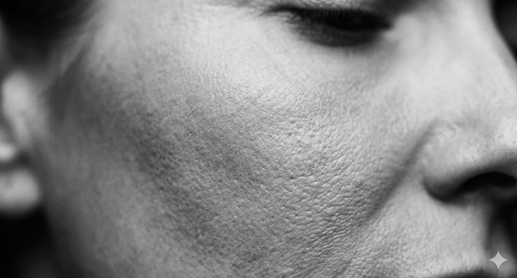 Close-up of uneven skin texture