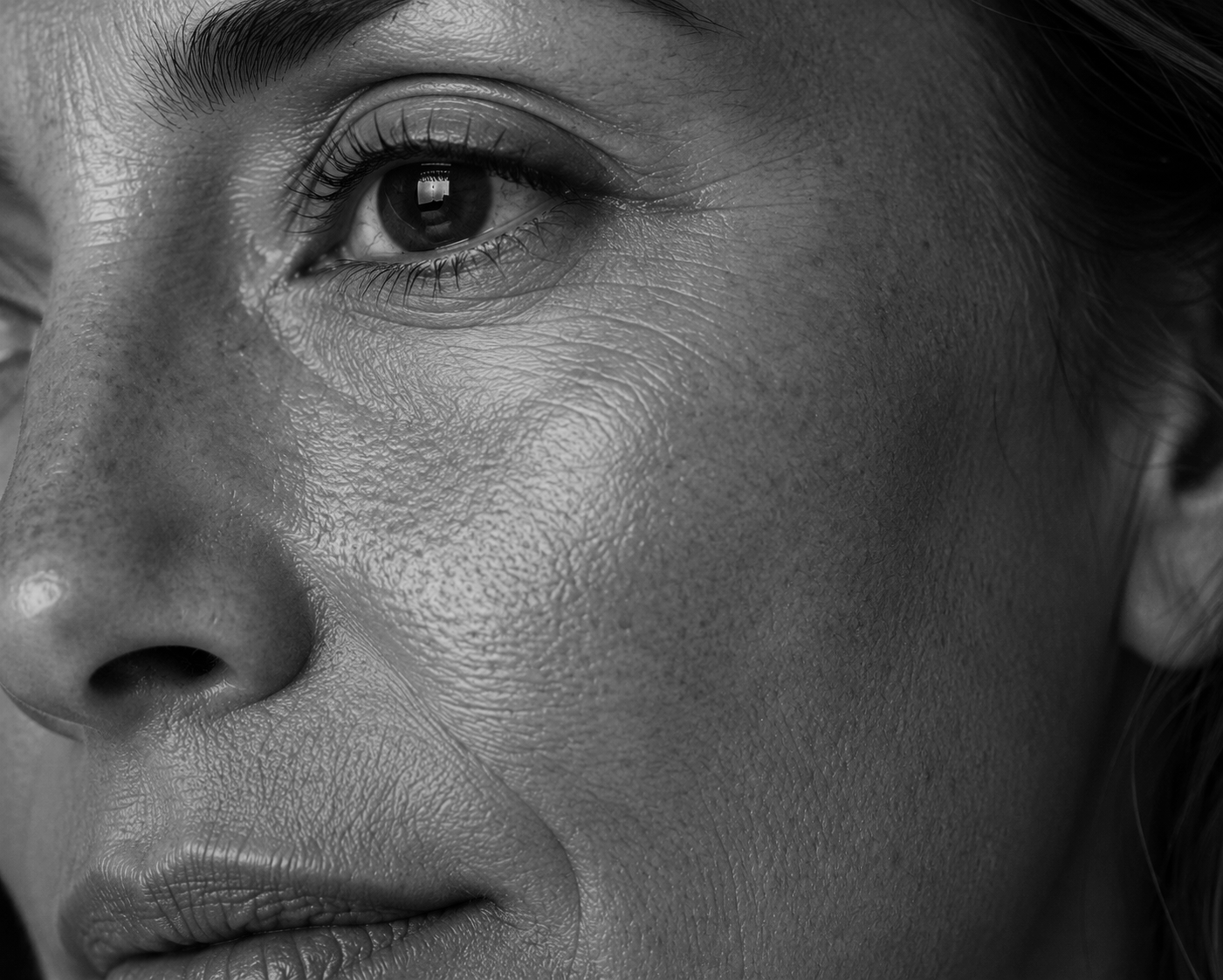 Close-up of mature facial skin