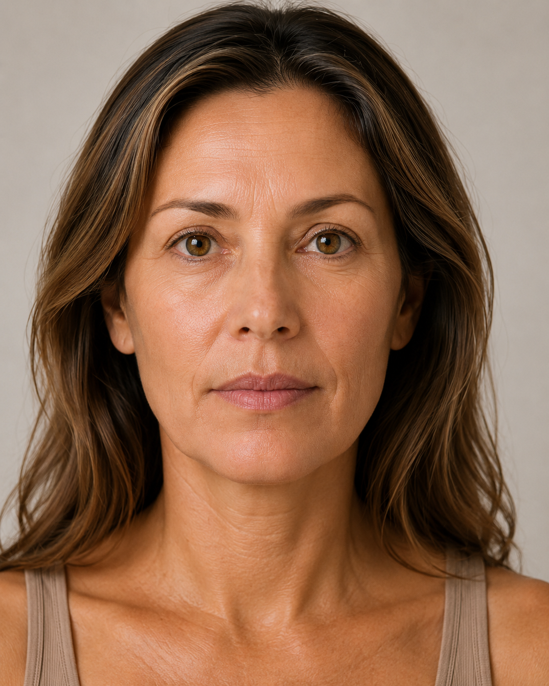 Woman with natural facial features