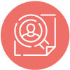 Icon of a person with facial recognition targeting lines and boxes