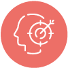Icon of a human head with a target and crosshair inside, symbolizing focus or precision
