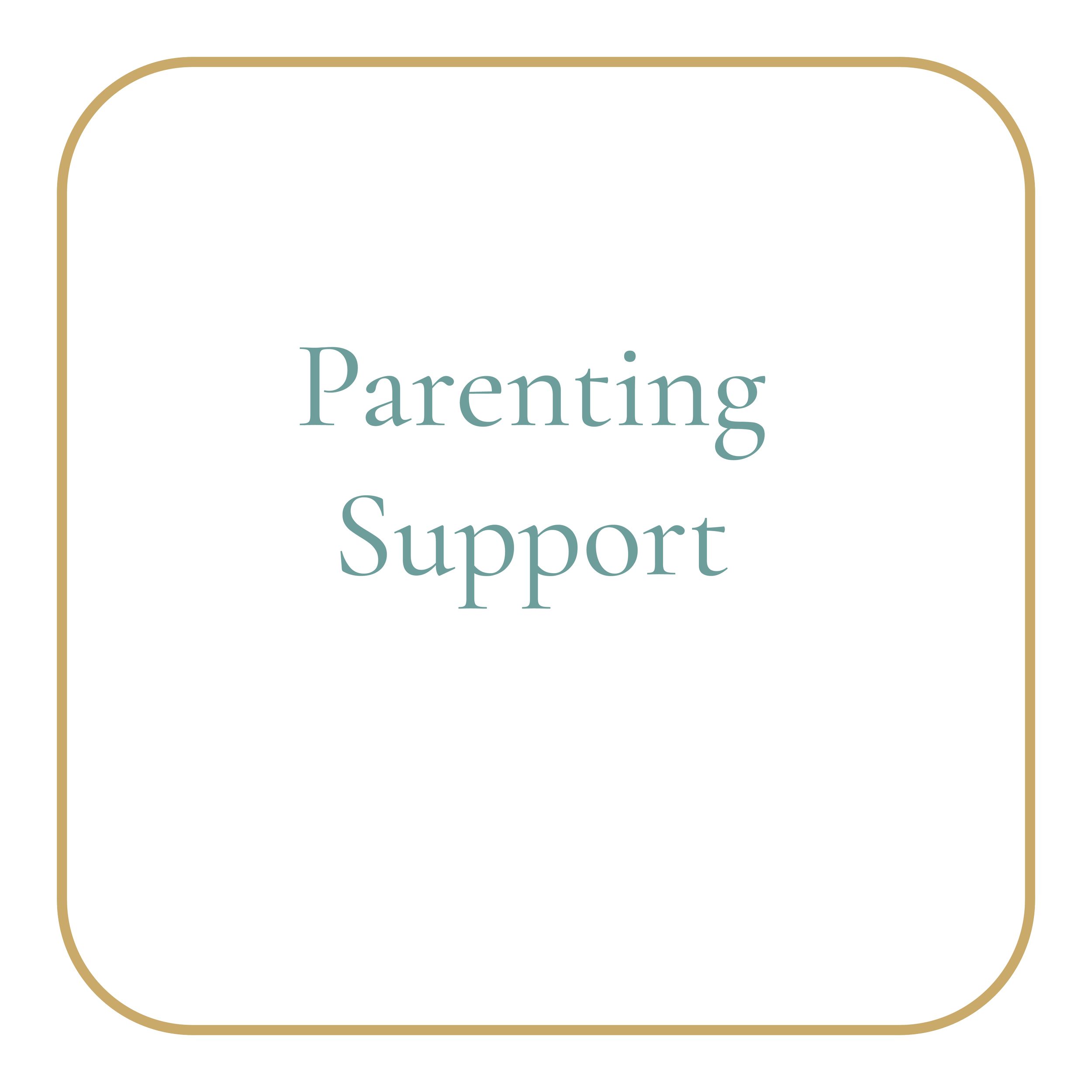 Book cover with gold border labeled 'Parenting Support'.