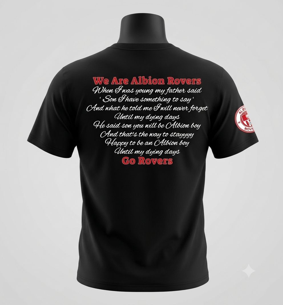 Albion Rovers Premium Team Anthem T-Shirt Black