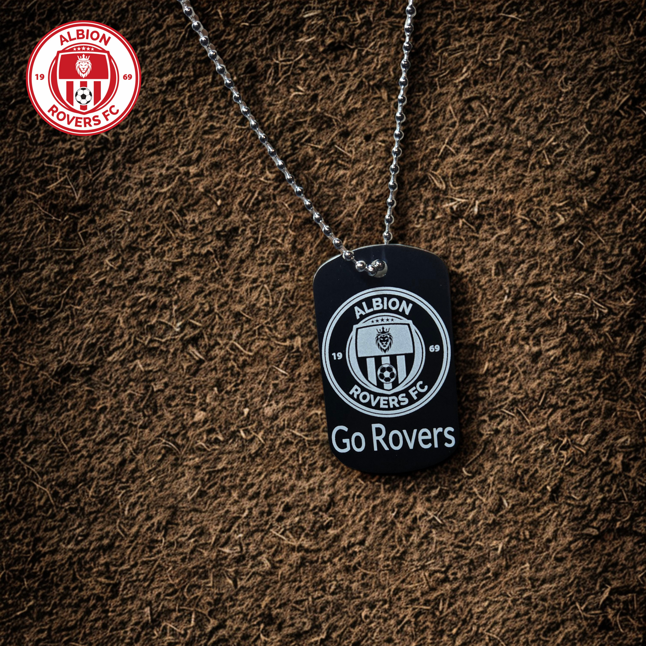 Albion Rovers FC Stainless Steel Dog Tag with Bead Chain