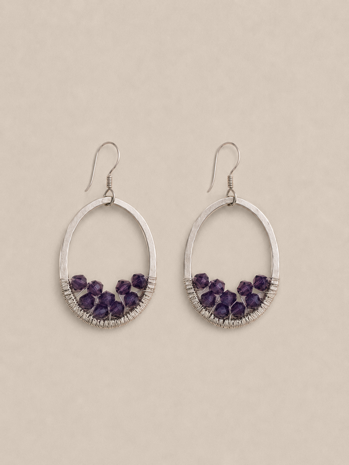 Purple Crystal Drops - Silver