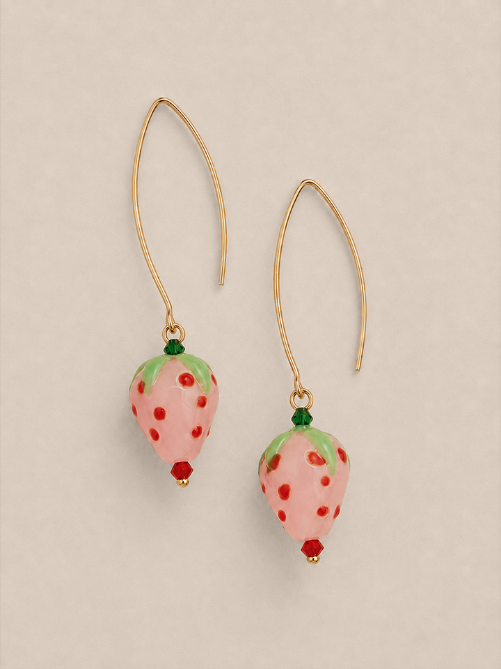 Glass Strawberry Hooks - Gold
