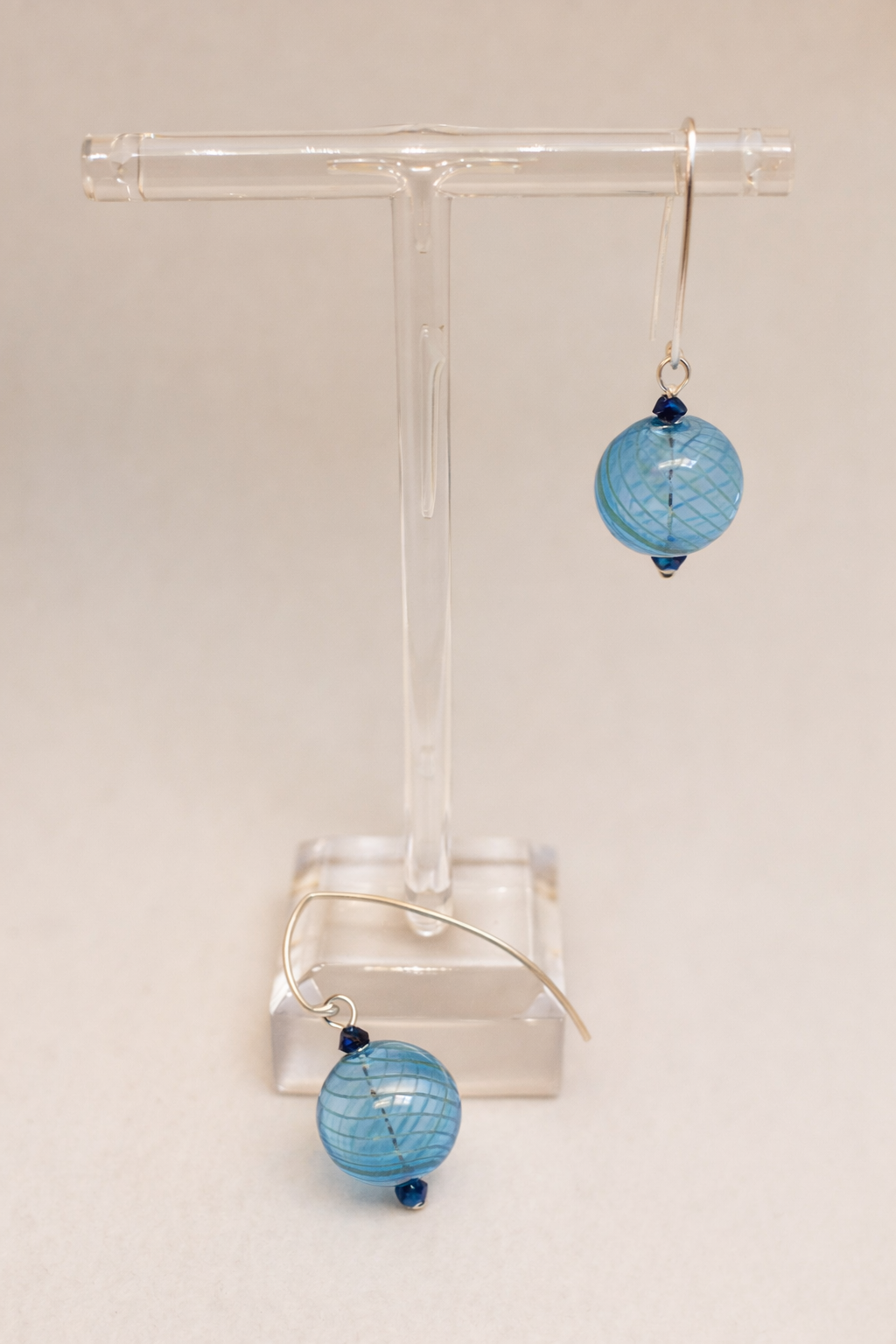 Bauble Drop Earrings - Blue and Silver