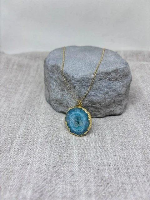 Blue Agate Slice Necklace