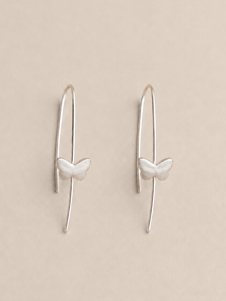 Silver Butterfly Hook Earrings
