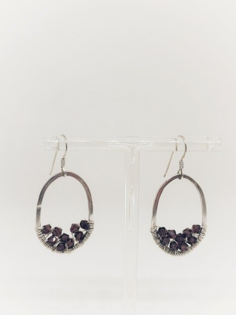 Purple Crystal Drops - Silver