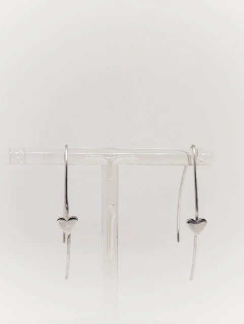 Silver Heart Hook Earrings