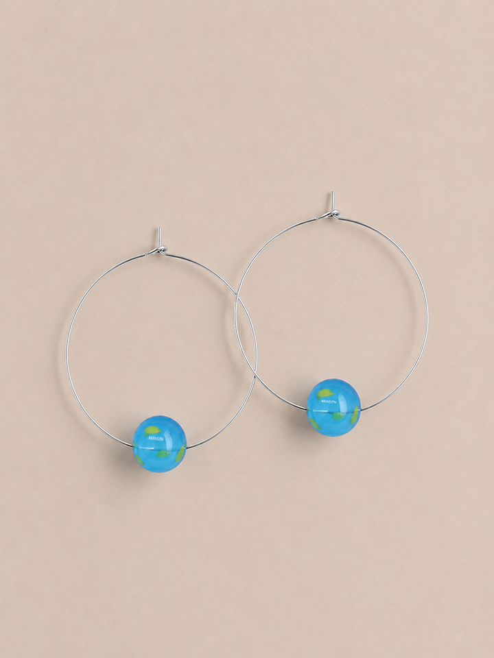 Bauble Hoop Earrings - Blue and Green