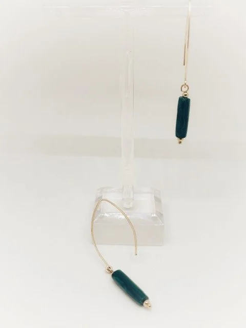 Malachite Hook Earrings - Gold