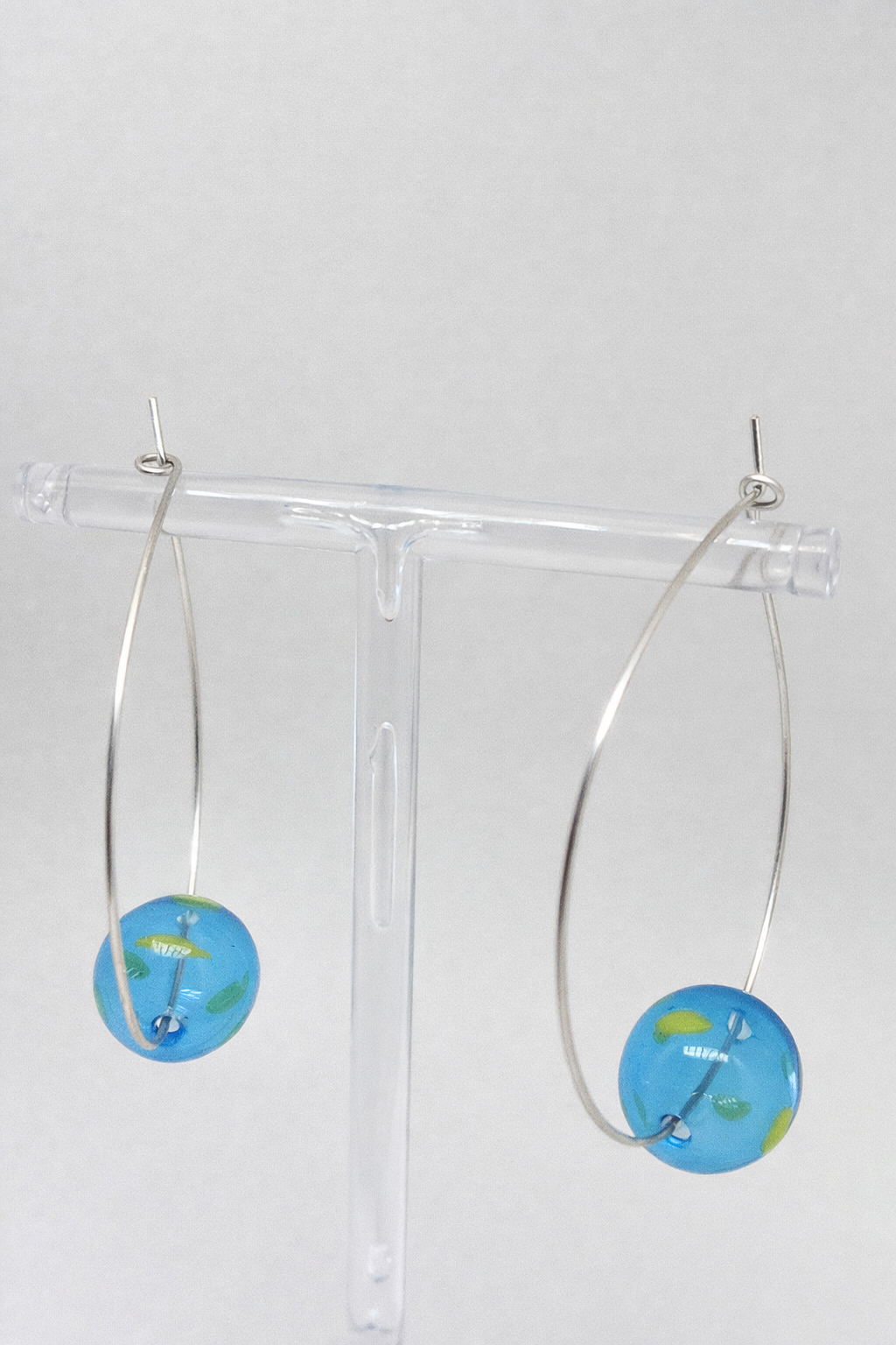Bauble Hoop Earrings - Blue and Green