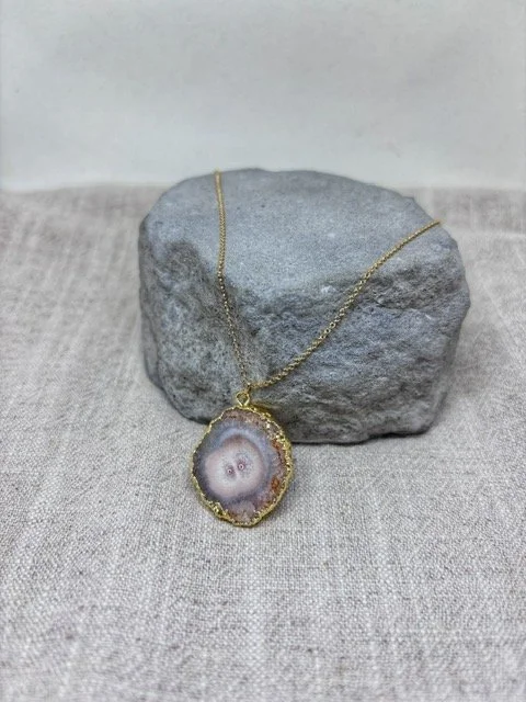 Pink Agate Slice Necklace