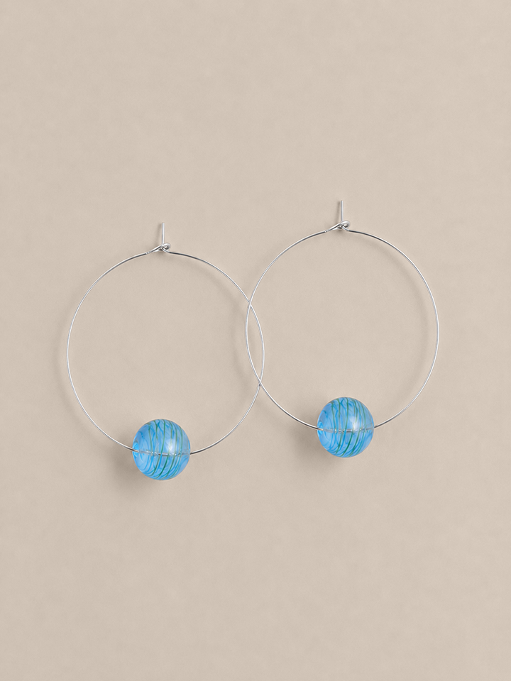 Bauble Hoop Earrings - Blue