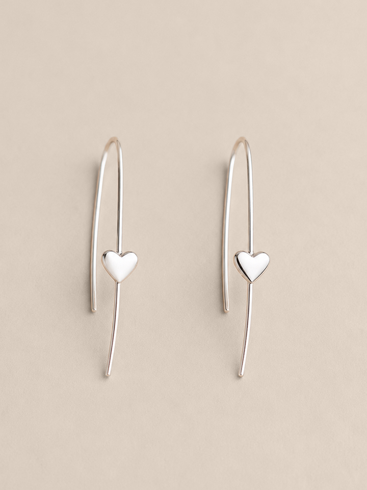 Silver Heart Hook Earrings