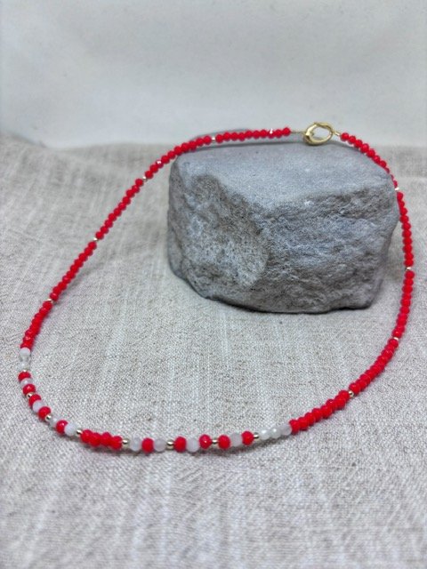 Red Coral and Moonstone Necklace