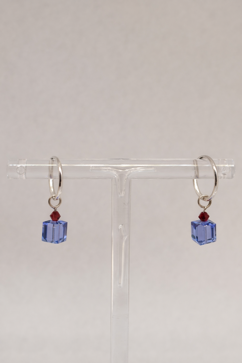 Blue Crystal Cube Hoops