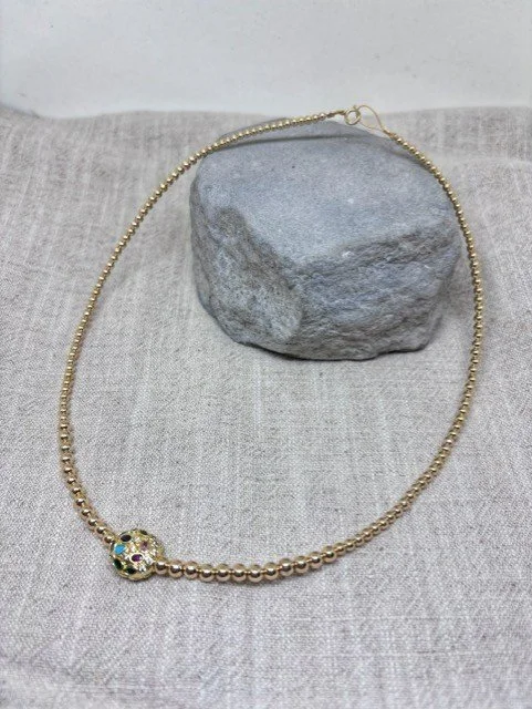 Gold Ball Gemstone Necklace