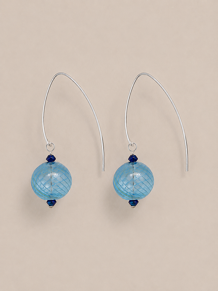 Bauble Drop Earrings - Blue and Silver