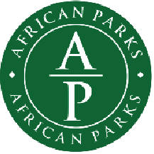 Circular green logo with white text reading 'African Parks' around the border and the initials 'A P' in the center.