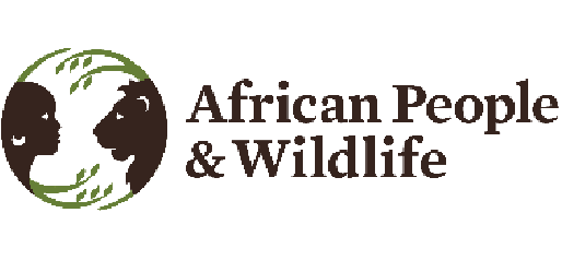 Logo of African People & Wildlife featuring silhouettes of a woman and a child within a globe design.