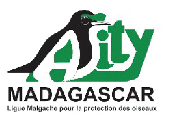 Logo of A'City Madagascar with a penguin graphic and text in French for bird protection