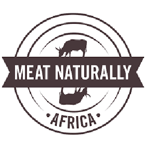 A logo with a silhouette of a cow above the text 'Meat Naturally' and 'Africa' in a circular design.