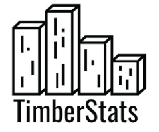 Logo of TimberStats featuring five vertical timber logs of varying heights with the text 'TimberStats' below.