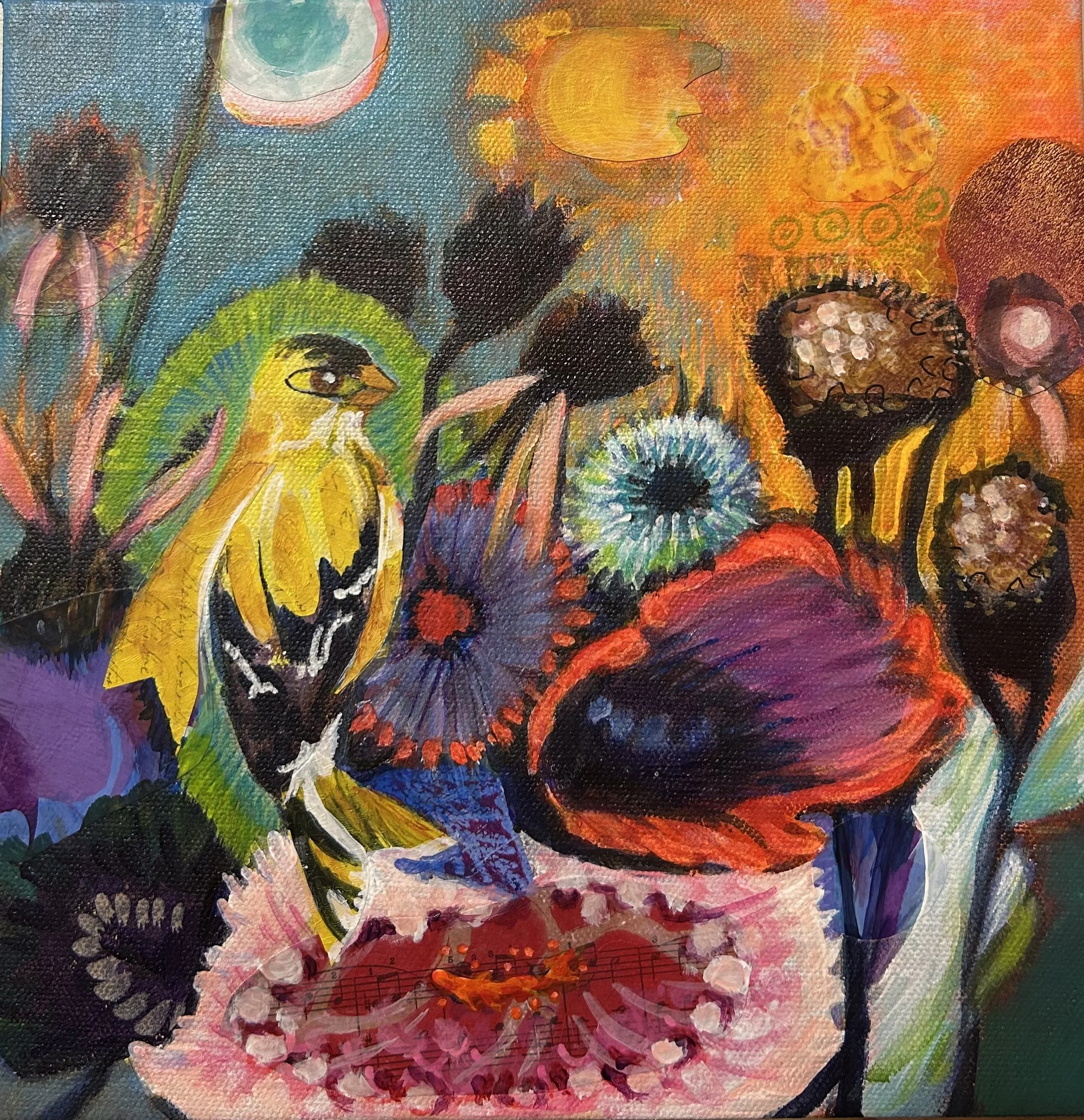 "Once, in Summer" 10x10" mixed media