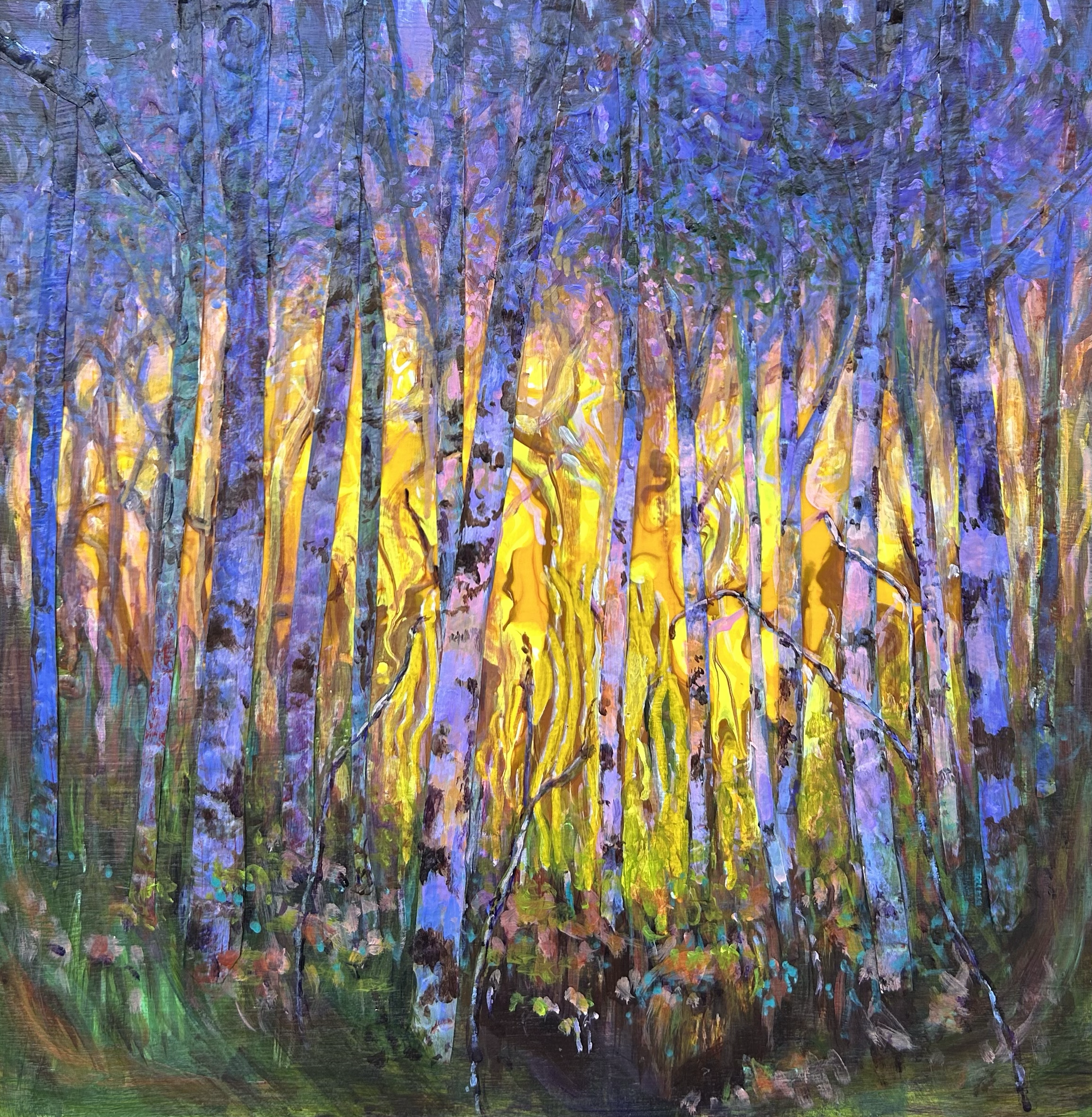 "Birch Forest #2"  12x12"  Mixed Media