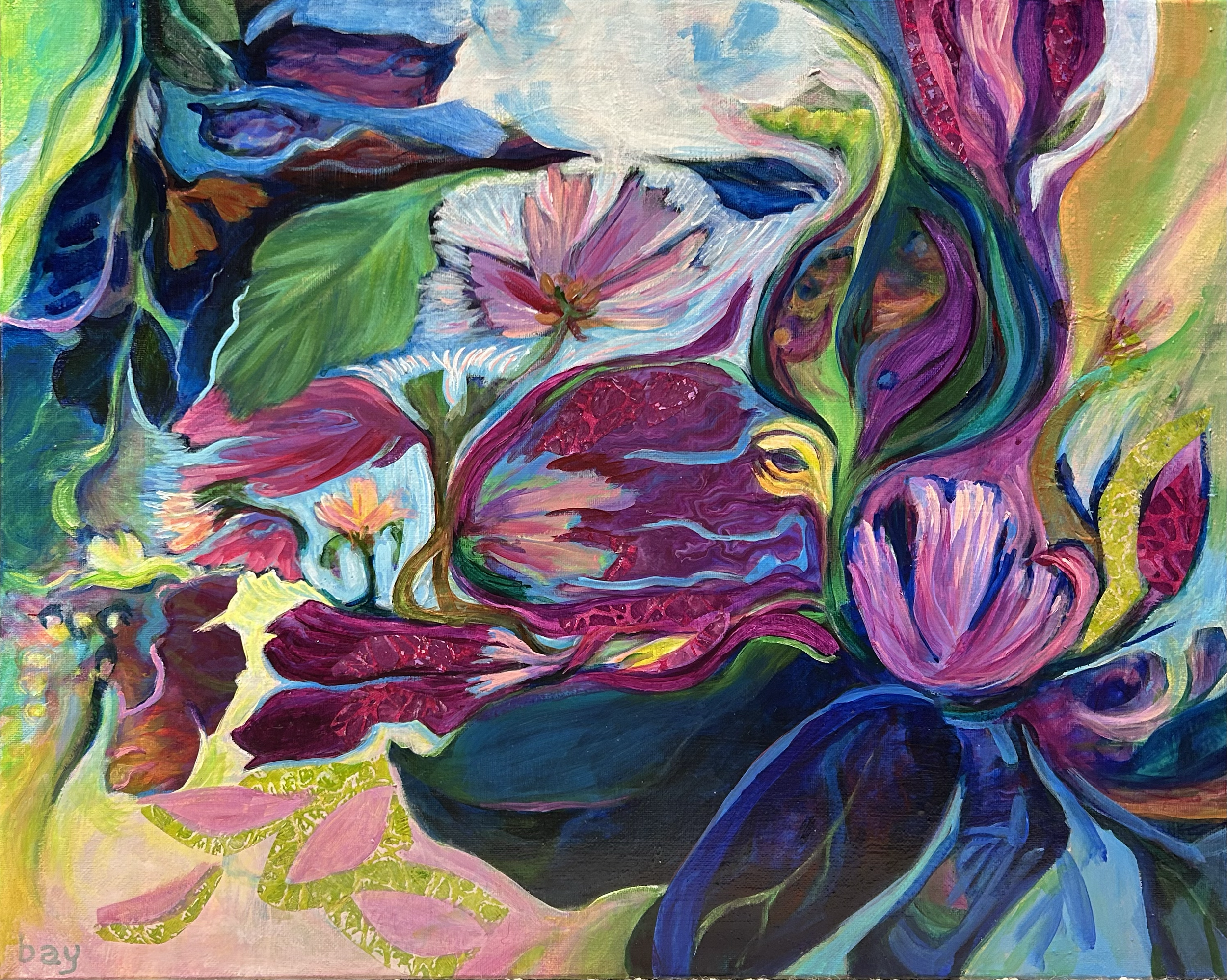 "Ring Around the Rosie"  16x20"  Mixed Media