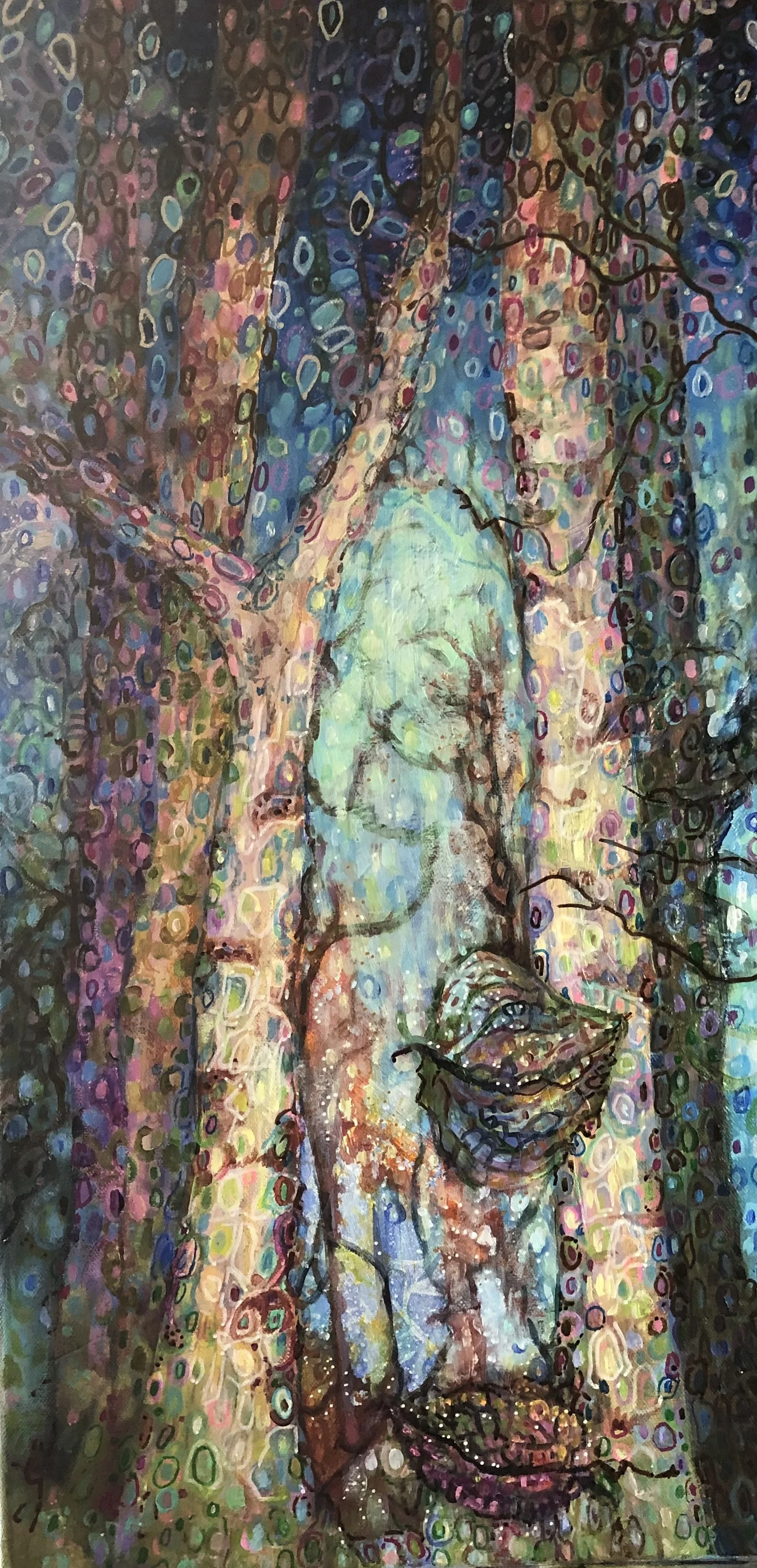 "Leaf and Star Dance"  24x12"  Acrylic
