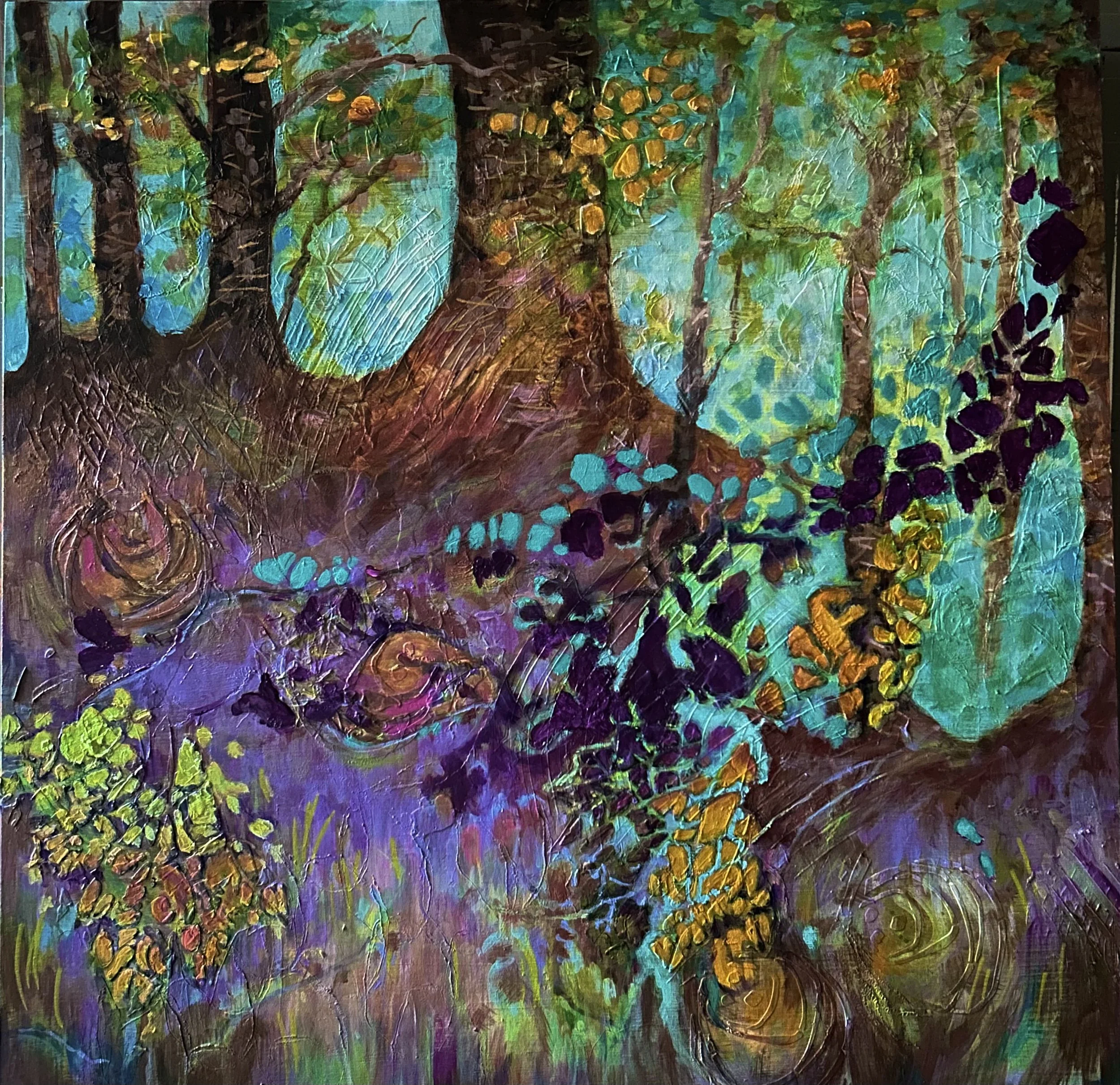 "Walk with Me"  16x16"  Mixed Media