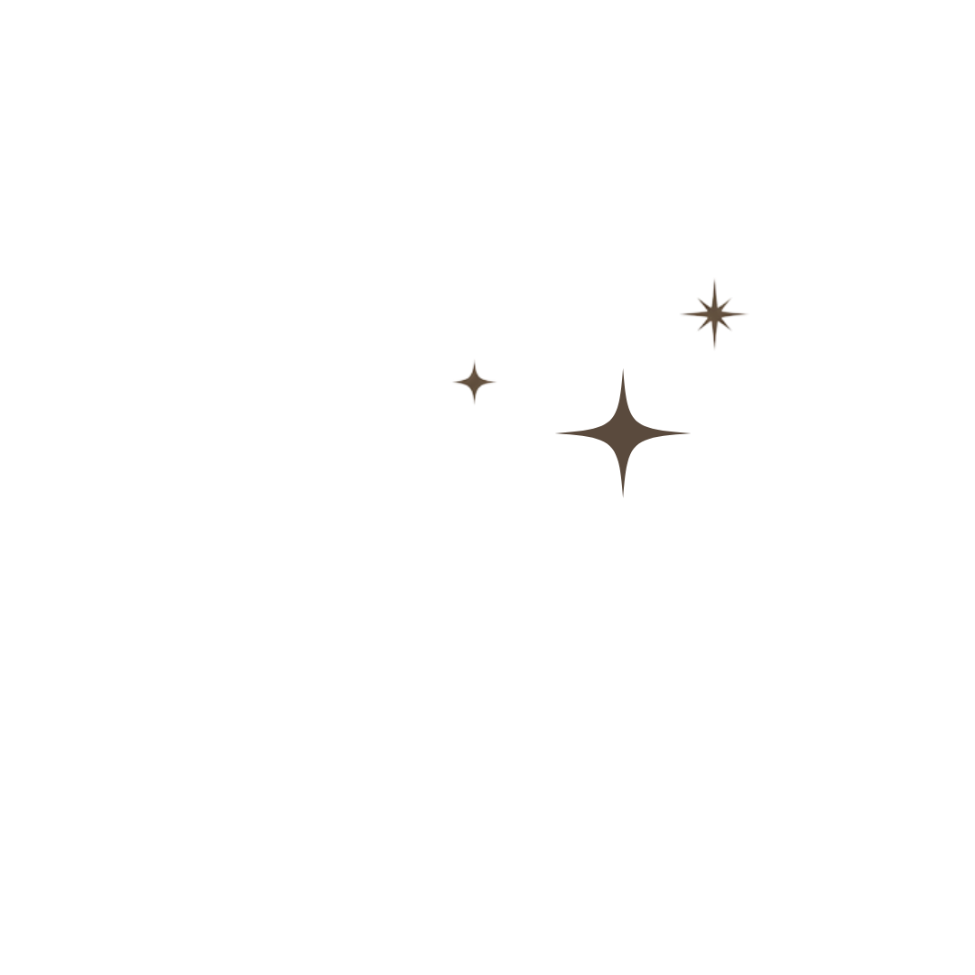 A black background with three white and gray star illustrations, representing a night sky or a celestial theme.