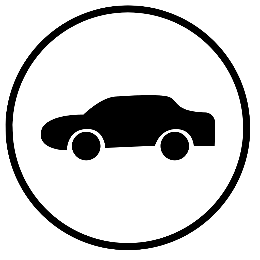 Car icon inside a circular border.