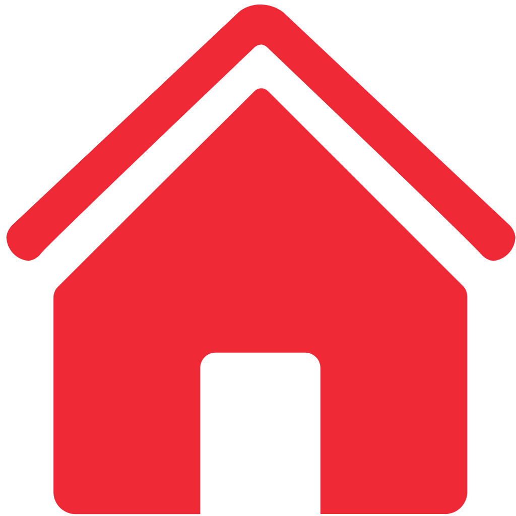 Red house-shaped icon with a white door and roof with red and white stripes.