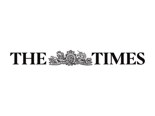 The logo of The Times newspaper, featuring black text with a decorative emblem in the center.
