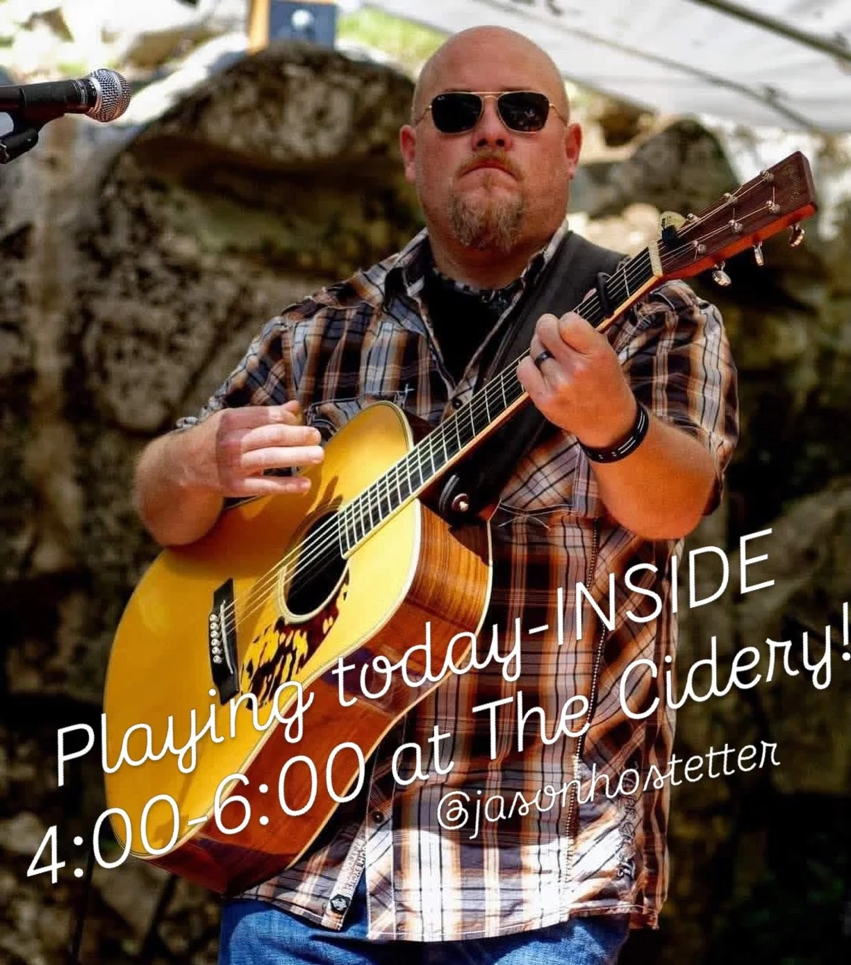 Don&rsquo;t let the rain keep you from enjoying the great Jason Hostetter this afternoon at The Cidery! We are OPEN 12-6 and football will be on the TV&rsquo;s in The Barn and Jason plays at 4! No food truck due to weather, but we have snacks and you