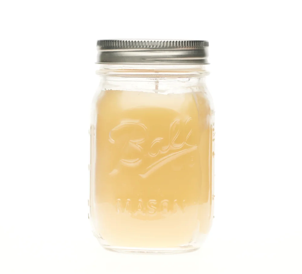 100% Pure Beeswax, 16 oz Mason Unscented Candle