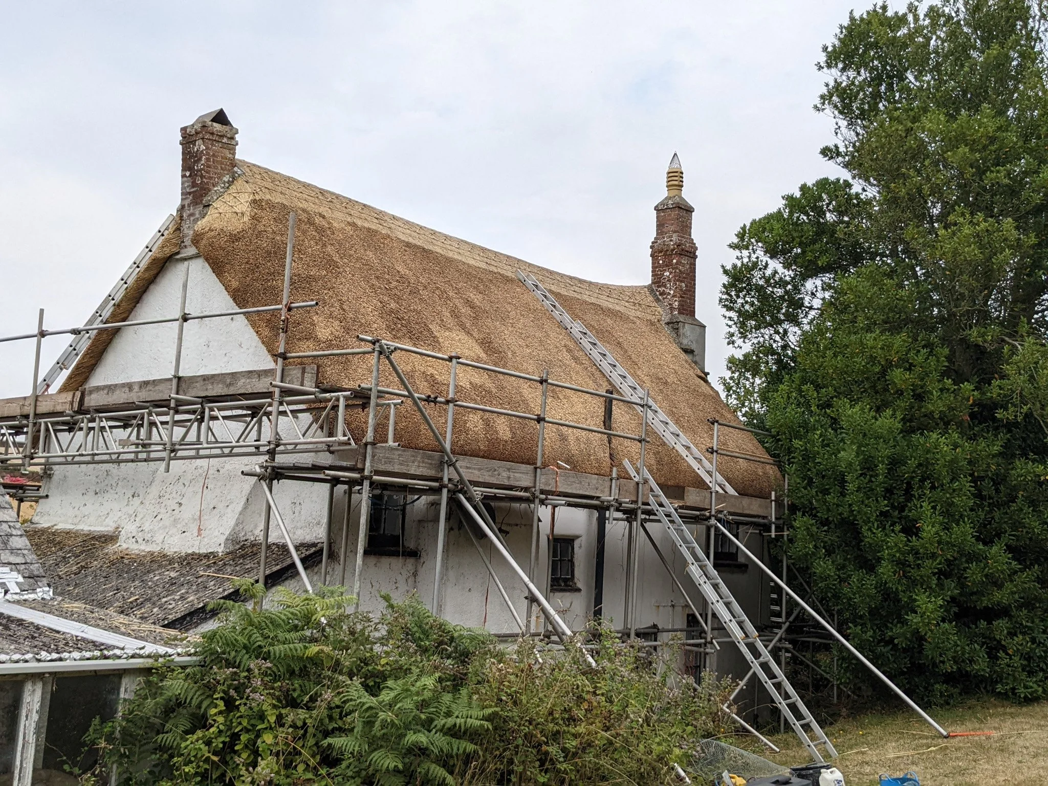 Full re-thatch with flush ridge, South Devon.