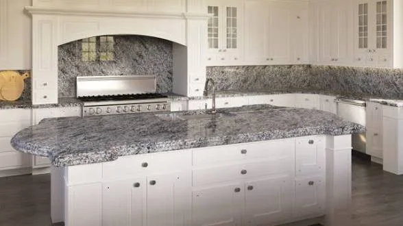 Blue-Eyes Labradorite countertop from Labrador Canada displaying natural labradorescence. Atlantic Stoneworks in partnership with Mark Brace of Ocean Floor Granite. As seen on Dragon’s Den.