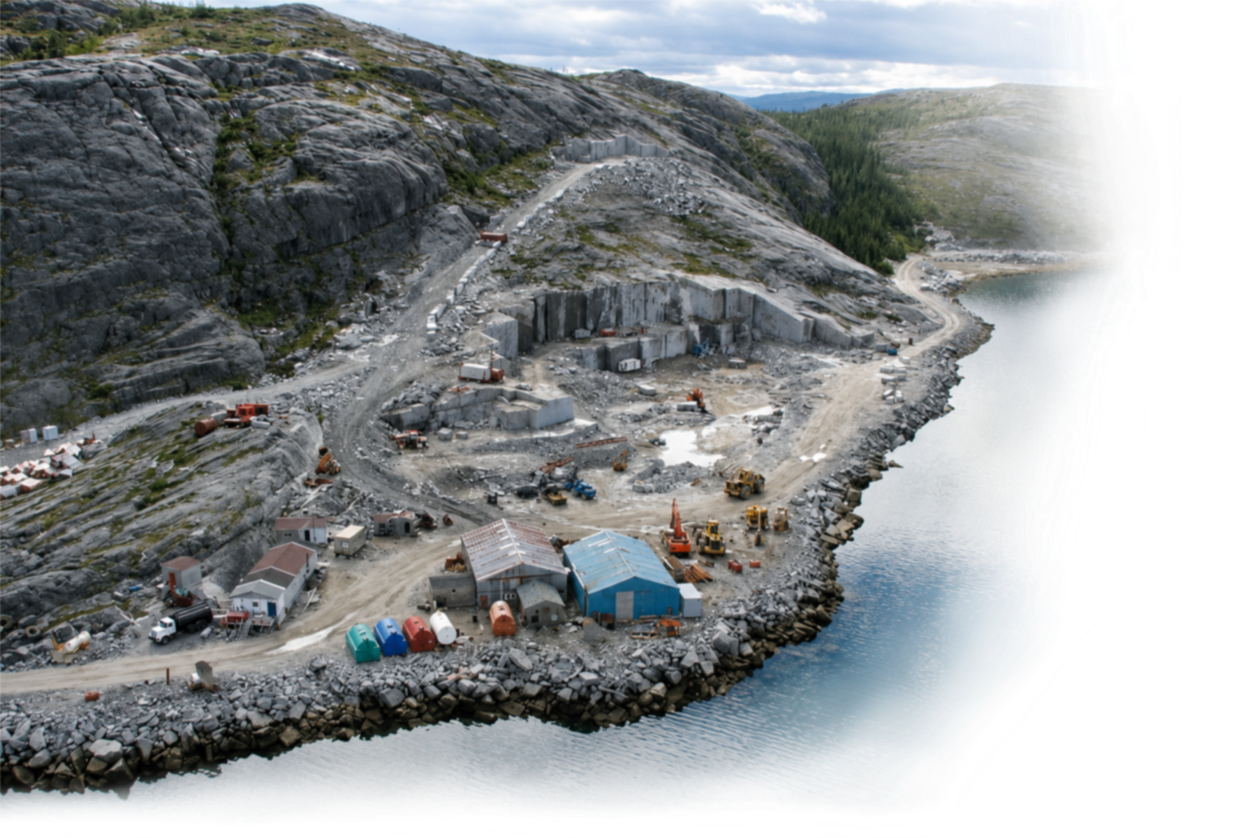 Labradorite quarry in Labrador Canada, owned by Mark Brace of Ocean Floor Granite. As seen on Dragon's Den. In partnership with Atlantic Stoneworks.