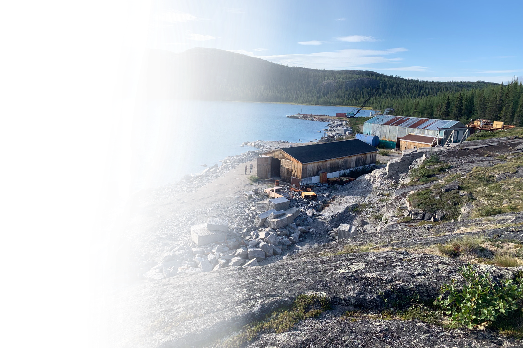 Labradorite quarry located in Labrador, Canada. Mark Brace of Ocean Floor Granite - as seen on Dragon's Den - in partnership with Atlantic Stoneworks
