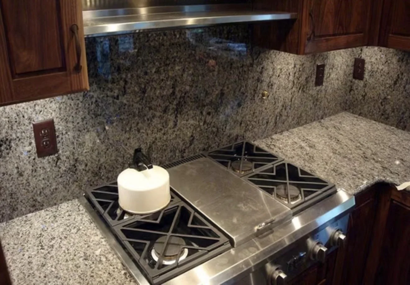 Blue-Eyes Labradorite countertop featuring authentic labradorite from Labrador Canada, quarried by Mark Brace of Ocean Floor Granite. Sold in partnerhip with Atlantic Stoneworks