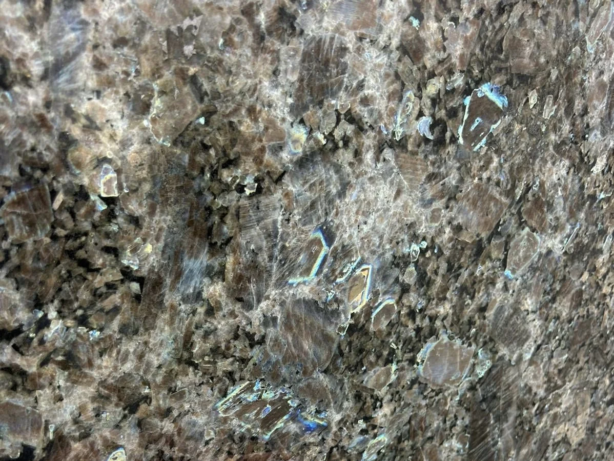 Blue-Eyes Labradorite from Labrador Canada displaying natural labradorescence. Atlantic Stoneworks in partnership with Mark Brace of Ocean Floor Granite. As seen on Dragon’s Den.