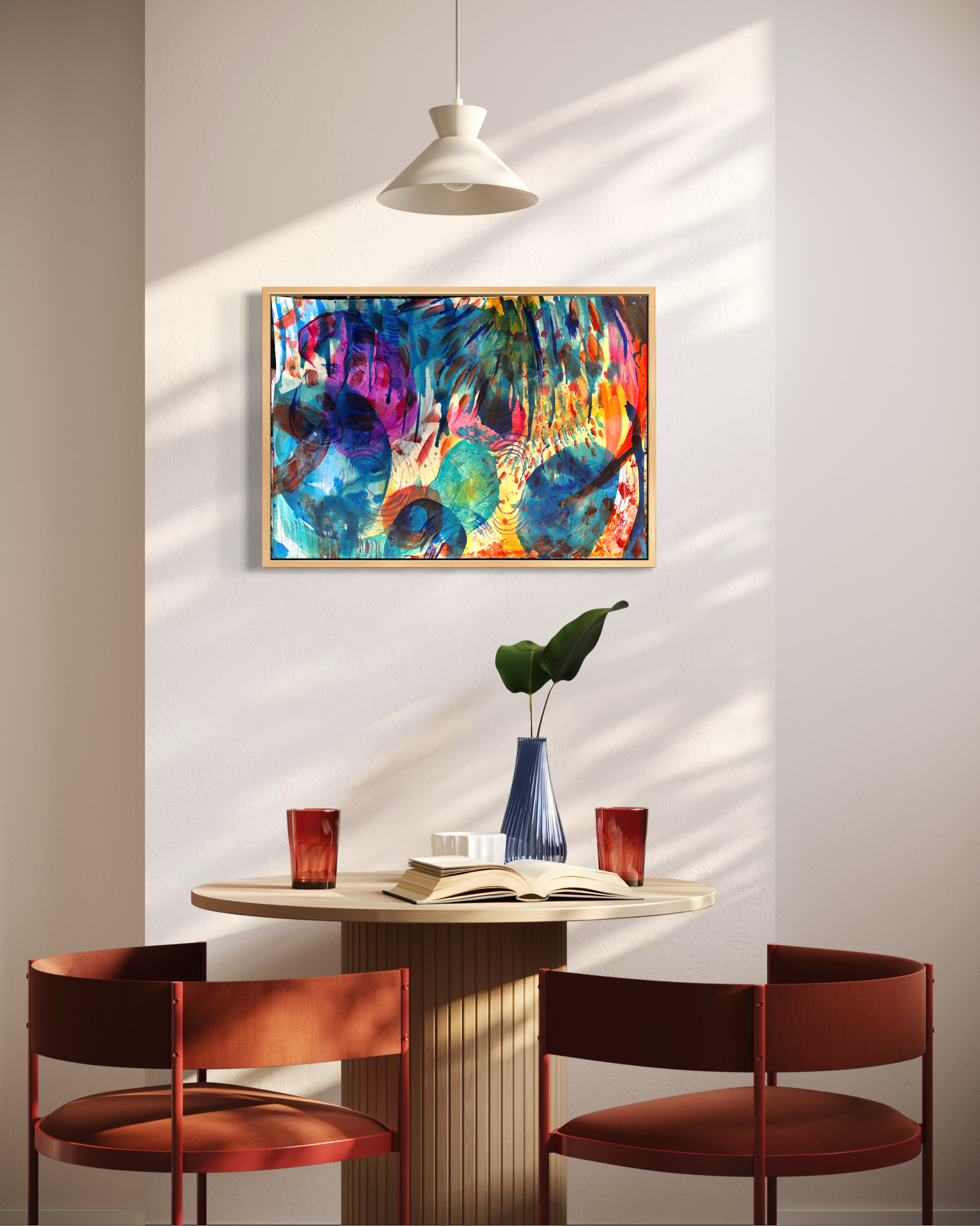 Eclore, acrylique, pigments et marqueur sur papier, 41.7 x 59 cm, par Keren Schwarz